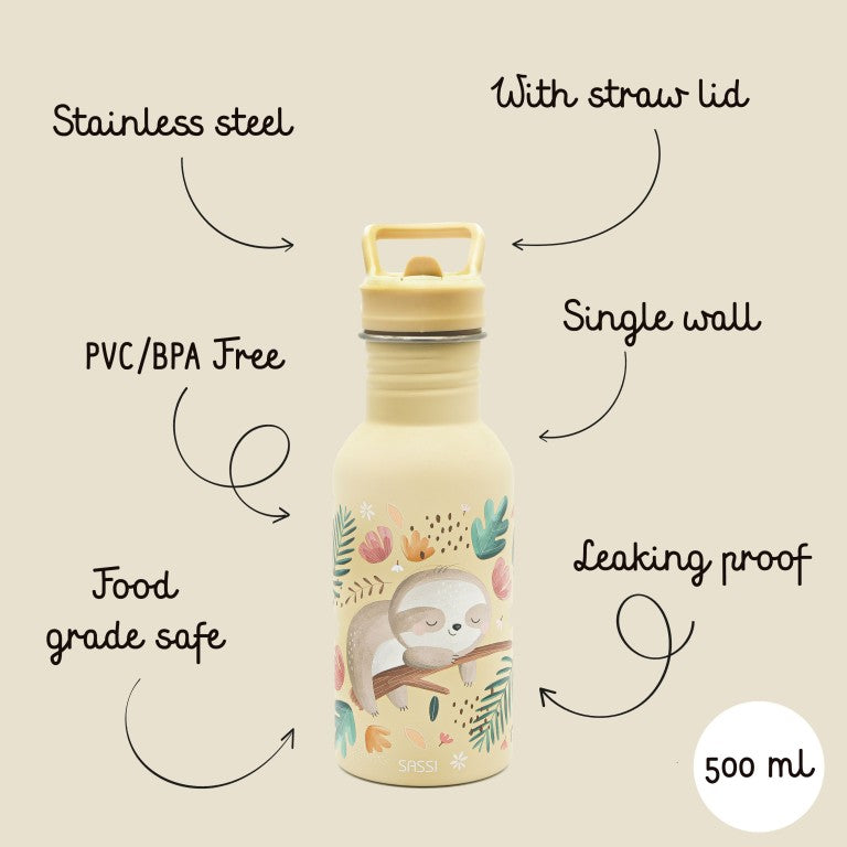 Borraccia in acciaio inox Bradipo Gnawy 500 ml – Sassi Junior