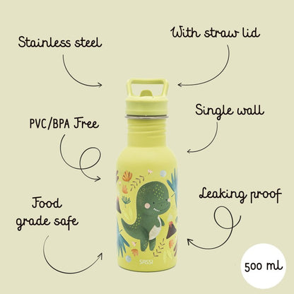 Borraccia in acciaio inox Dinosauro Cracky 500 ml – Sassi Junior