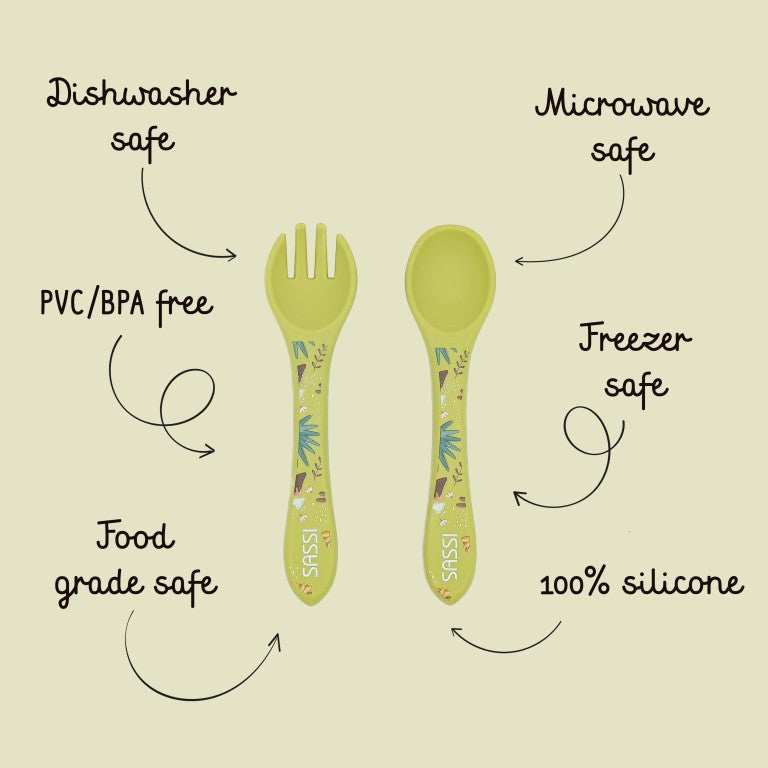 Set posate in silicone Dinosauro Cracky – Sassi Junior