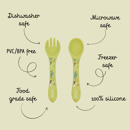 Set posate in silicone Dinosauro Cracky – Sassi Junior
